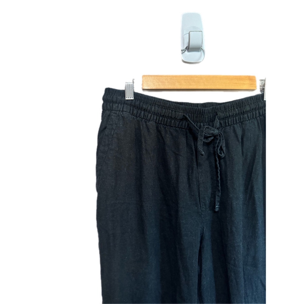 Old Navy Linen Blend Pants Womens Large Black Excellent Drawstring Straight Leg - Picture 4 of 6